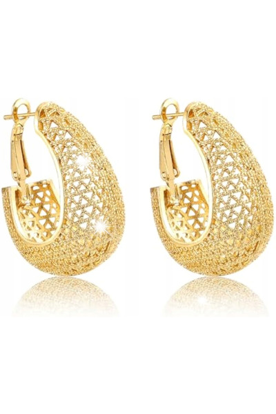 NO BRAND Cercei tip inel cu chihlimbar din aur 585 (14k) - modă feminină