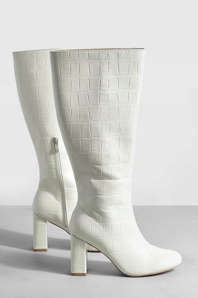 NO BRAND Cizme elegante cu toc din piele ecologică cu imprimeu crocodil Booho...