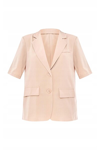 NO BRAND Blazer bej cu mâneci scurte, nasturi, guler, Prettylittlething XS