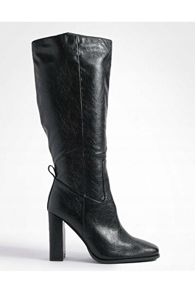 NO BRAND Cizme cowboy clasice negre din piele ecologică cu toc înalt Boohoo 38