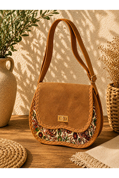 EdButikModa Ethnic Patterned Suede Hand and Shoulder Bag – Bohemian Women's Bag