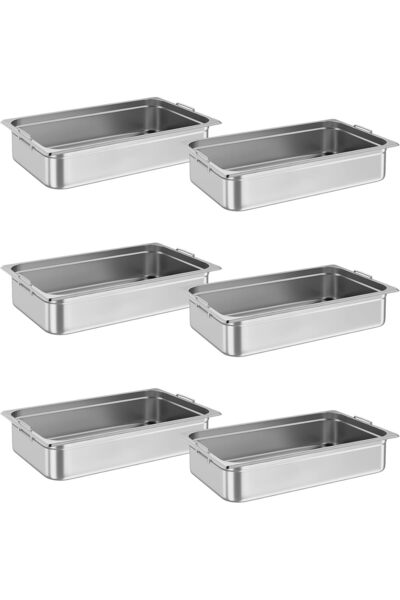 Garvee Food Pans 6-Pack - 10cm Deep Commercial Stainless Steel Hotel Pans w/A...