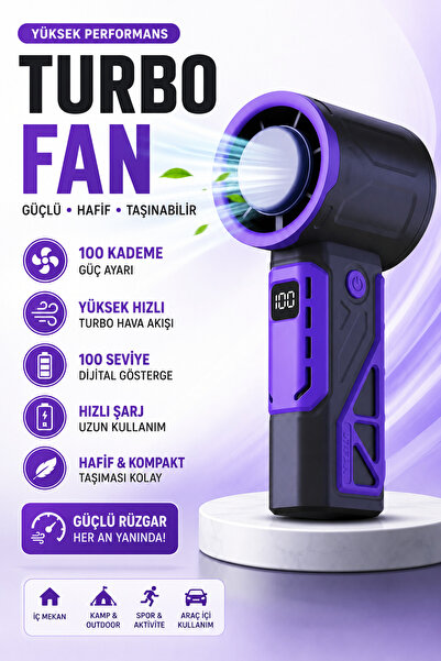 Abbruch Şarjlı Turbo El Fanı 100 Kademeli Dijital Göstergeli Taşınabilir Mini...