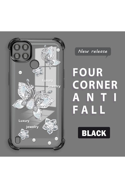ucuc Realme C21Y/C25Y Compatible Transparent Back Four-Corner Reinforced Impa...