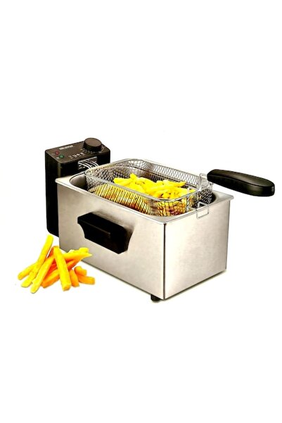 HOME ESSENTIALS Friteuză electrică, 3L, 2200W, vas detașabil din oțel inoxida...