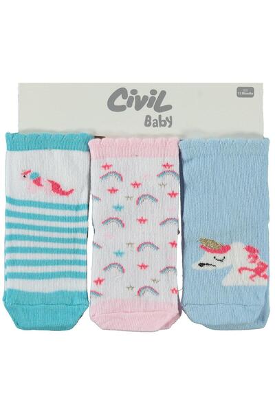Civil Baby Еднорог Комплект чорапи за бебе момиче от 3 части, 6-18 месеца - С...