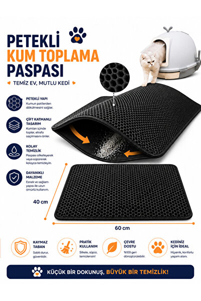 miyorapet Petekli Kum Toplama Paspası 60x40 cm | Çift Katmanlı Kum Hazneli Ke...