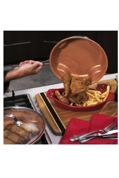 Generic Brand Tigaie Air Fry cu Înveliș Ceramic Antiaderent, Gătire cu Mai Puțin Ulei