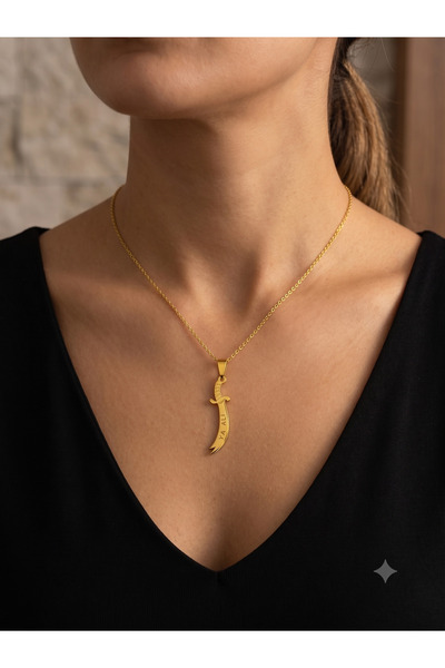 BİJU YILMAZ Ya ali steel necklace gold and silver