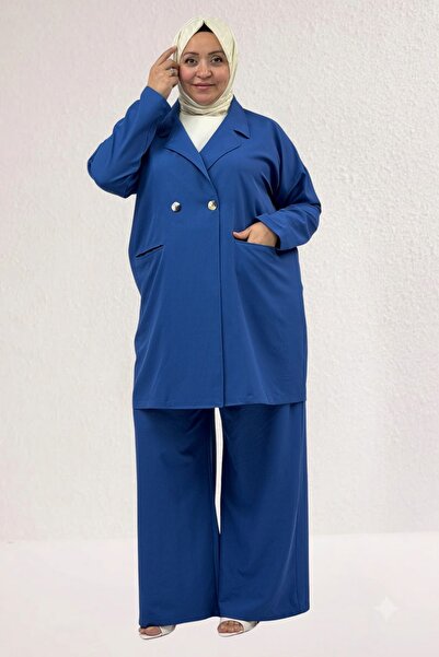 Eslina 67056-1 Jachetă blazer mărime mare - Pantaloni Set Nova - Indigo