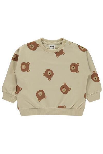 Civil Baby Teddy Bear Printed 6-18 Months Sweatshirt - Beige
