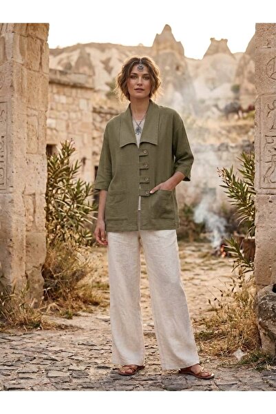 Han Tekstil Collection etamin dokuma kadın ince yazlık ceket