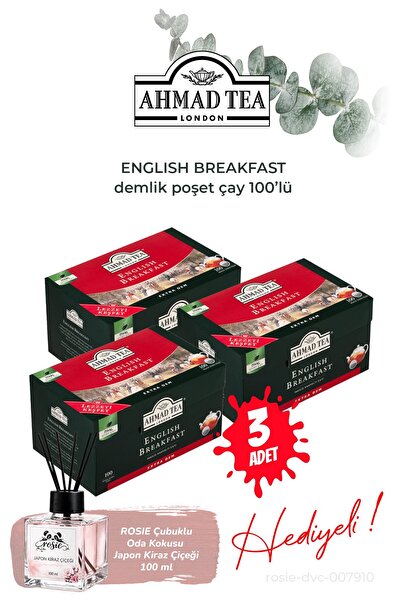 Ahmad Tea 3 Packs of English Breakfast 100-Pack Teapot Bags and Room Fragrance