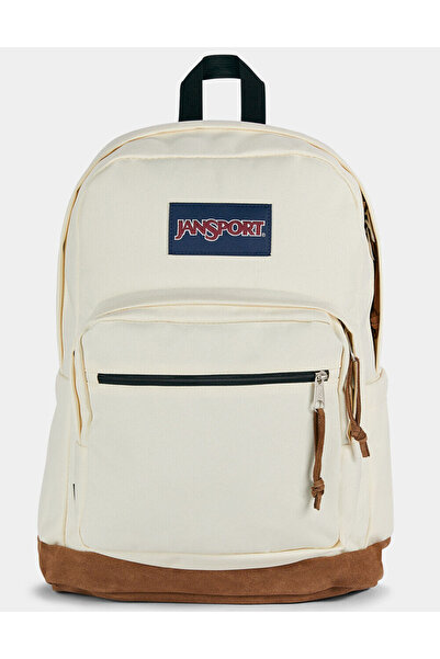 Jansport 【موسم المدارس】حقيبة مدرسية كلاسيكية ملونة مع جيب جلدي للكمبيوتر، حقي...