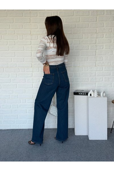 Goncalya Gold Button High Waist Palazzo Jeans
