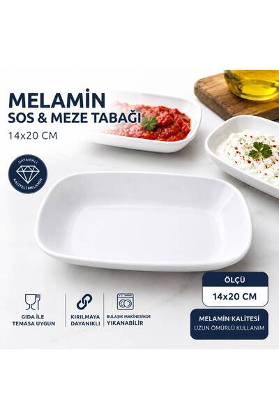 BİZ ZÜCCACİYE Melamin Dikdörtgen Sos & Meze Tabağı 14x