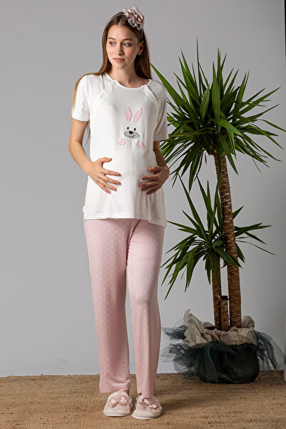 ByLohusa Cotton Breastfeeding Detailed Maternity & Postpartum Pajama Set |   ...