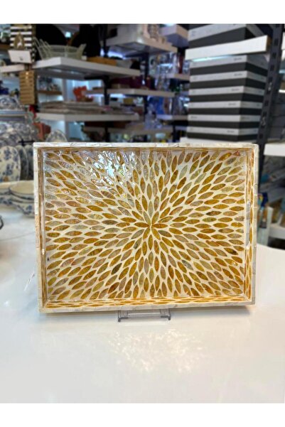 Sever BAKIR SEDEFLİ DİKDÖRTGEN TEPSİ 40X30CM