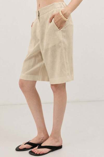 Antioch Yellow Linen Blend Relaxed Women's Shorts