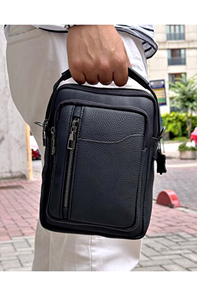 Fil Deri Genuine Leather Zippered Strap Men's Shoulder Bag 2157