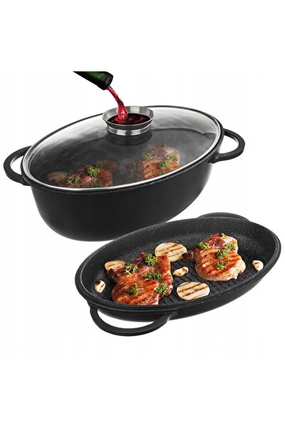 Orion GRANITE Placă de grătar, tigaie grill, tigaie pentru copt 3 în 1