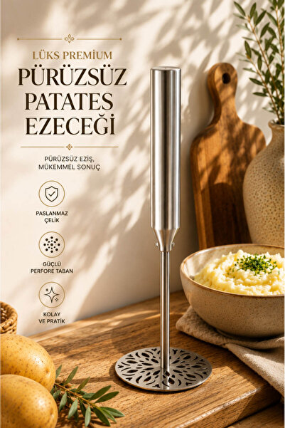 Anadolu Saray Lüks Premium Paslanmaz Çelik Patates Ezeceği | Pürüzsüz Ezme Ap...