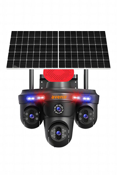 AYBARTEC 4 Adet Solar Panelli Kablosuz Güvenlik Kamerası 3 Lens Gece Görüşlü ...