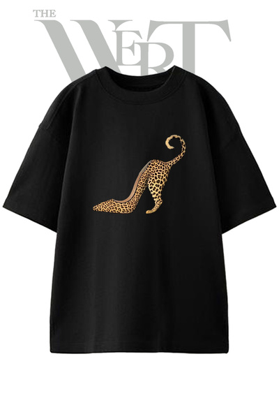 THEWERT Dizajn leoparda na majici, unisex, crna, velika veličina