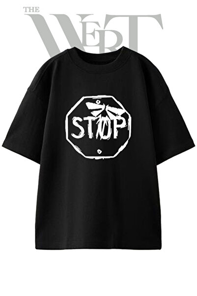 THEWERT Μπλουζάκι Last of Us Stop Design με στάμπα, Unisex, Μαύρο, Oversize