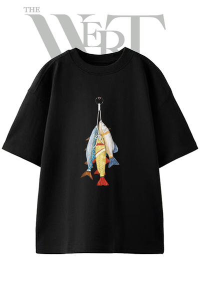 THEWERT Μπλουζάκι Unisex με στάμπα Balik Susu Design σε μαύρο χρώμα και overs...