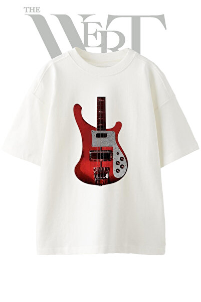 THEWERT Rickenbacker Bass Design Printed Unisex White Oversize T-Shirt