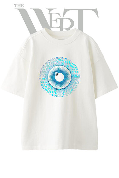 THEWERT Tricou oversize alb unisex cu imprimeu Cyber ​​Goz Design