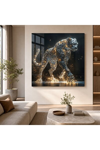 idora Stakleni sto sa svetlucavim leopard uzorkom