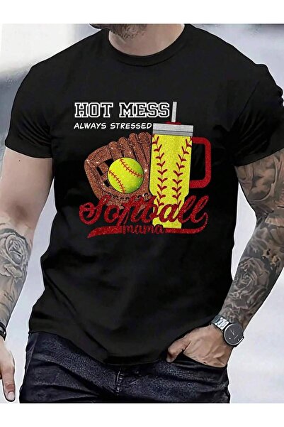 4Car 100% Cotton Mom Game Vibes Mothers Day Women Softball Mama T-Shirt Men's...