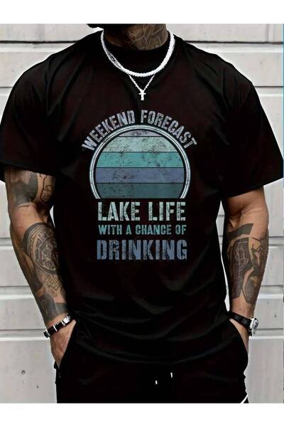 4Car تي شيرت قطني 100% بتصميم ريترو للرجال والنساء، بطبعة 'Lake Lover Weekend...