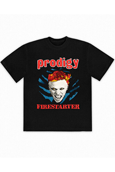Grafftee Clothing تي شيرت Prodigy Firestarter مطبوع للجنسين مقاس كبير