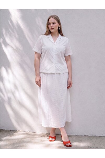 LC Waikiki Trendlucky Plus Size Elastic Waist Brode Skirt with a Difference i...