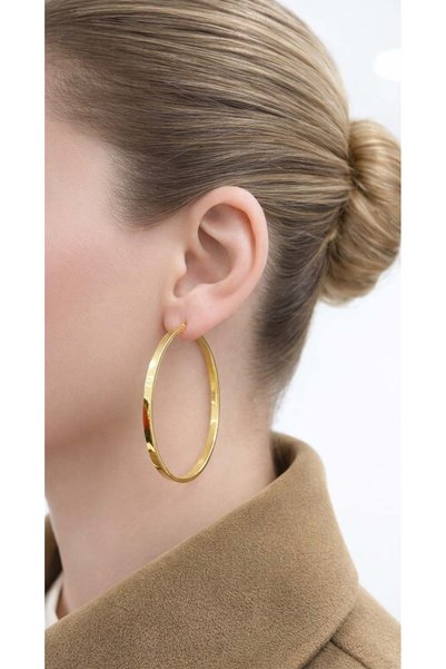 byBurak GOLD Kalın Halka Küpe - KP00948