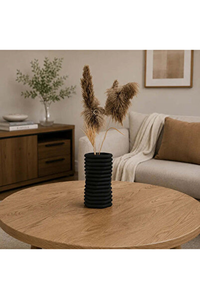 OEM Vaza decorativa moderna negru mat, 20 cm – Design geometric, ideala pentr...