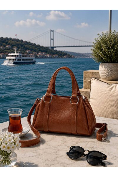 ValeriaBag Trendy Kadın Omuz ve El Çantası - Vintage Deri Görünümlü - Gümüş D...