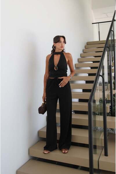 Havoş Black Lyon Blouse Pants Set
