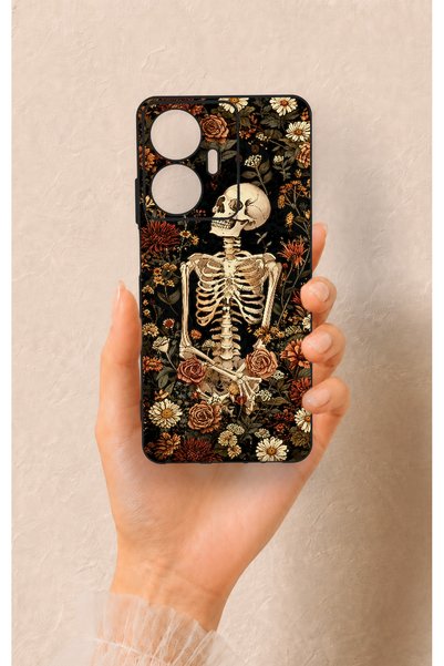 Vip Case Realme C55 Compatible Flower Skeleton Pattern Silicone Case
