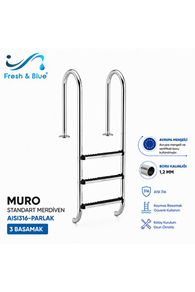 Muro 3 Basamaklı Standart Merdiven AISI 316-PARLAK