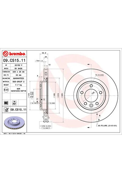 Brembo Set Discuri Frana Land Rover Discovery 5/Range Rover 4/Range Rover Spo...