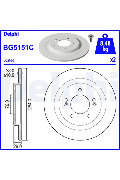 DELPHİ Set Discuri Frana Hyundai Ioniq Kia Niro 1/Niro Van 2016-2022