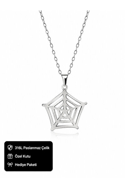 HER ŞEY NOTA www.herseynota.com 316L Stainless Steel Spider Web Figured Neckl...