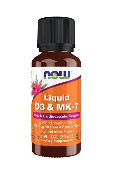 Now Foods Supplement, Liquid D-3 & MK-7 with 2,500 IU Vitamin D-3 & 100 mcg V...