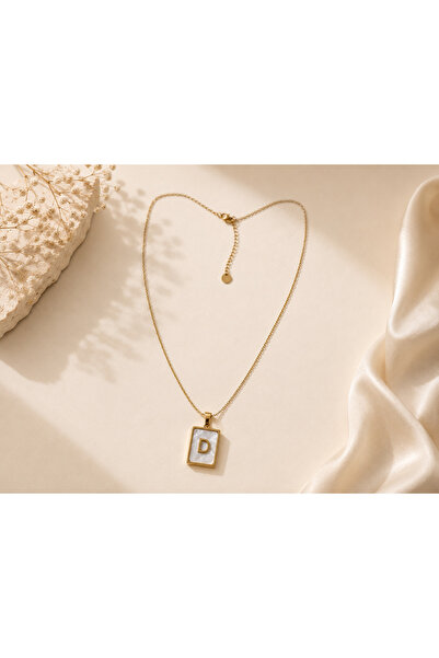 Archhazel Jewelery 316L Steel Gold Letter D Rectangular Pendant