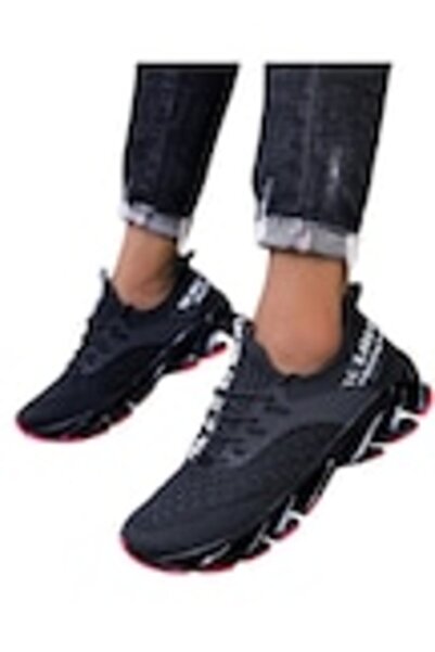 OEM Pantofi sport barbati, negri, talpa rosie, din plasa, comozi, 44EU