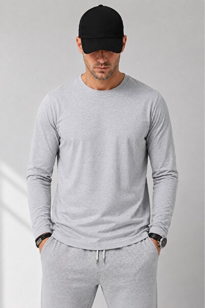 aytok tekstil Pamuk uzun kollu kaliteli uzun süre dayanıklı penye tshirt erke...